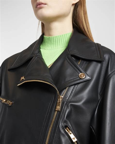 Versace Plonge Leather Moto Jacket 